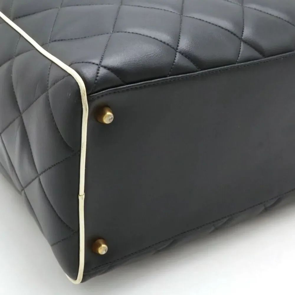 Chanel Leather Matelasse Bowling Bag Travel Bag